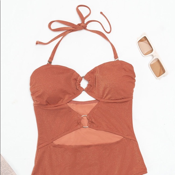 NEW Cupshe Brook O-Ring Halter Cut-Out One Piece Swimsuit - Picture 5 of 13